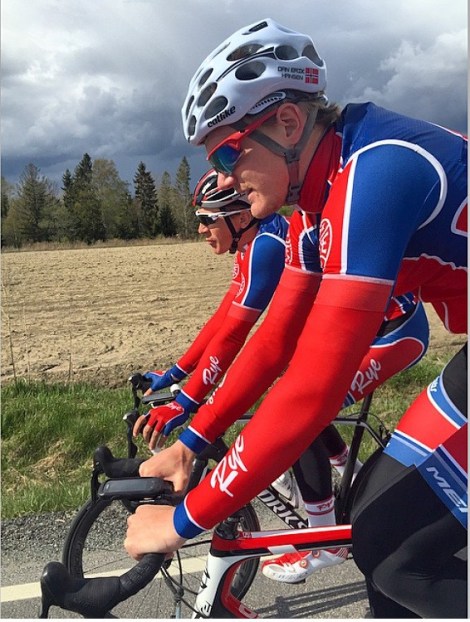 post-race treningstur med Simen etter Spinn Cup i Sandefjord på fredag. Der ble Simen nr 5 mens undertegnede ble nr 7. Foto: Jonas Hjorth