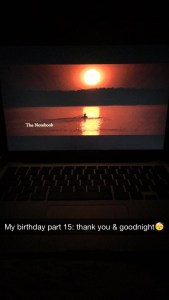 Avsluttet dagen på alene på Kongsvinger med en skikkelig klassiker av en klissefilm, nemlig The Notebook! Anbefales på det sterkeste! Ps. så The Road UpHill rett før, sykkel dokumentar som også anbefales :)