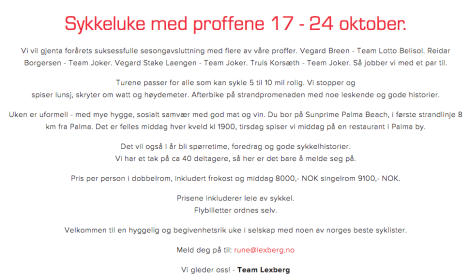 Her er et bilde som forklarer litt mer hva denne uken inneholder! For mer info trykker du her: 