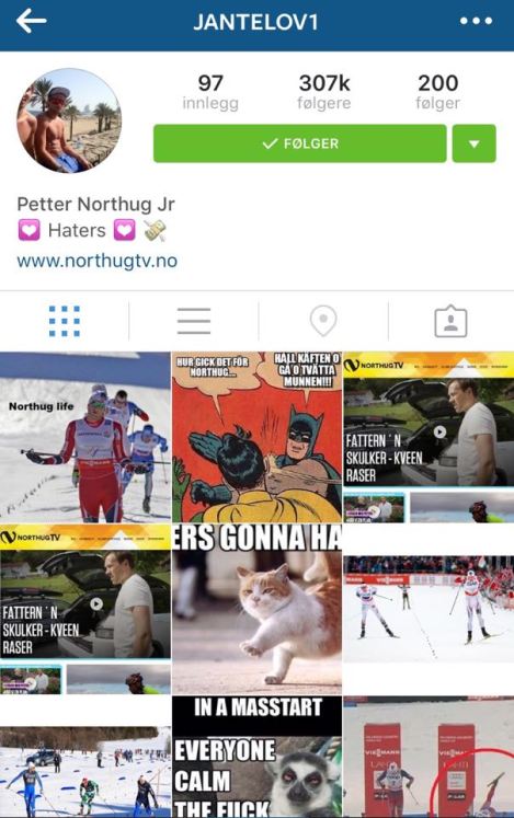 Han trenger vel ingen intro eller beskrivelse, han leverer på Instagram som i skisporet: Jantelov1